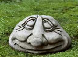 Concrete Smile Face Sculpture Stone Head Figurine Happy Ornament Humorous Statue Lover Gift Front Door Decoration Garde Art - thumbnail 1