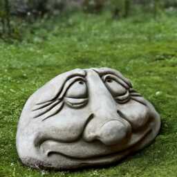 Concrete Smile Face Sculpture Stone Head Figurine Happy Ornament Humorous Statue Lover Gift Front Door Decoration Garde Art - thumbnail 3