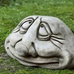 Concrete Smile Face Sculpture Stone Head Figurine Happy Ornament Humorous Statue Lover Gift Front Door Decoration Garde Art - thumbnail 4