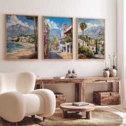 Set Of 3 Marbella Travel Posters, Spain Wall Art Prints, Coastal Decor, Modern Print, Mediterranean Poster, Beach City Gift - thumbnail 2