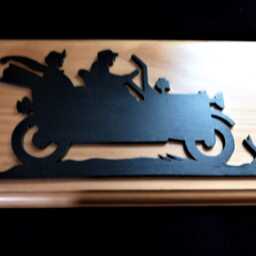 Handcrafted Wooden Touring Car Silhouette Plaque - Vintage Couple Wall Art - thumbnail 2