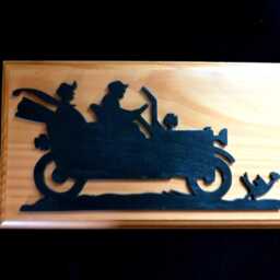 Handcrafted Wooden Touring Car Silhouette Plaque - Vintage Couple Wall Art - thumbnail 3