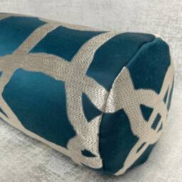 "Scatter Bed Cushion, Decorative Teal Pillow , Geometric Bolster 16"" X 6" - thumbnail 2