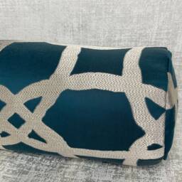 "Scatter Bed Cushion, Decorative Teal Pillow , Geometric Bolster 16"" X 6" - thumbnail 4