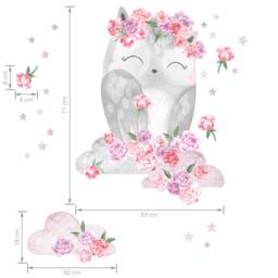 Big Animal Decor Pink Owl For Kids Room, Nursery Decor, Wall Art, Wallpaper, Children Decals - thumbnail 2