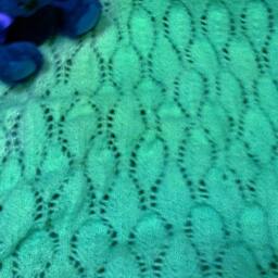 Mint Green Handmade Hand-Knitted Spring Leaves Summer-Weight Baby Afghan Or Blanket Made With Yarn - thumbnail 2