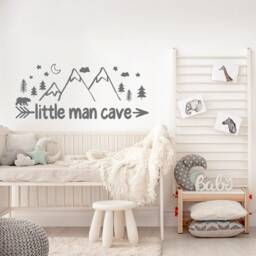 Little Man Cave Wall Decal Woodland Nursery Decor Lw12 - thumbnail 3