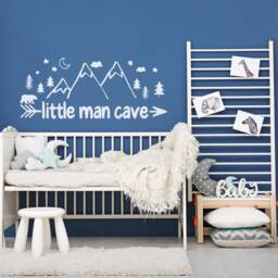 Little Man Cave Wall Decal Woodland Nursery Decor Lw12 - thumbnail 4