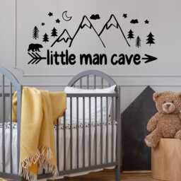 Little Man Cave Wall Decal Woodland Nursery Decor Lw12 - thumbnail 1