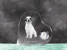 Clumber Spaniel - Crystal Clock in The Shape Of A Heart With Image Pure-Bred Dog - thumbnail 1
