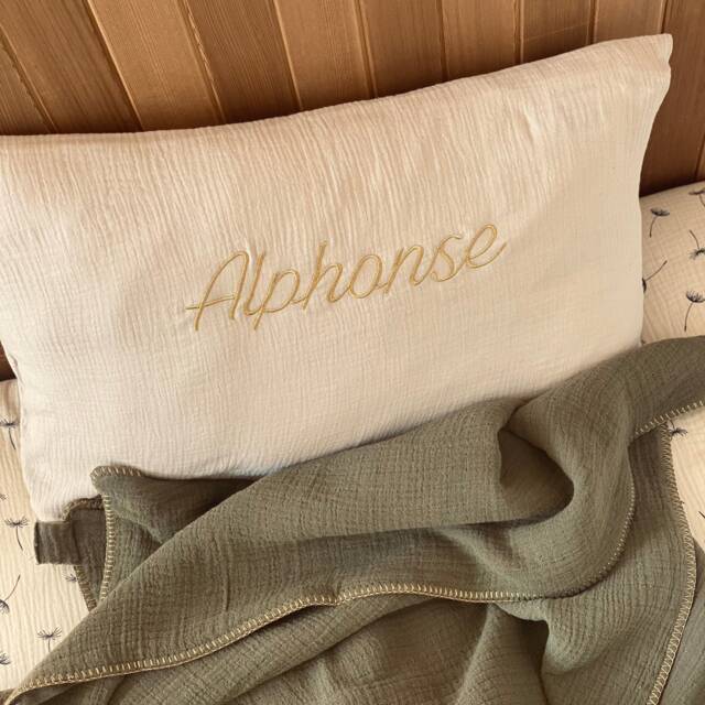 Beige Custom Pillowcase 60x40cm in Double Gauze Oeko Tex - image 1