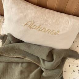Beige Custom Pillowcase 60x40cm in Double Gauze Oeko Tex - thumbnail 2