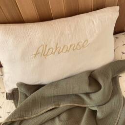 Beige Custom Pillowcase 60x40cm in Double Gauze Oeko Tex - thumbnail 1