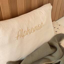 Beige Custom Pillowcase 60x40cm in Double Gauze Oeko Tex - thumbnail 4
