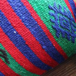 45cm Vintage Kilim Pillow Cover Handwoven - Striped Multi Coloured - thumbnail 3