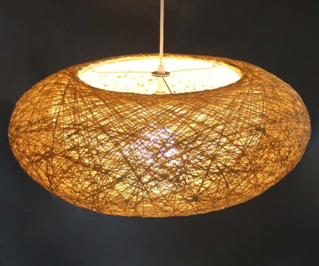 Hemp Rope Oval Pendant Light Natural Fiber Lampshade - image 1