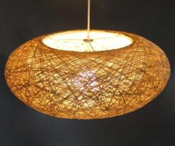 Hemp Rope Oval Pendant Light Natural Fiber Lampshade