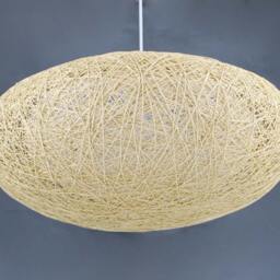 Hemp Rope Oval Pendant Light Natural Fiber Lampshade - thumbnail 3