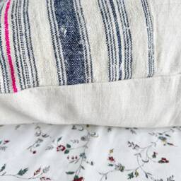 Hmong Pillow Cover Vintage Hemp Hand Block Print, Tribal Boho Cushion - 16 X 26 - thumbnail 4