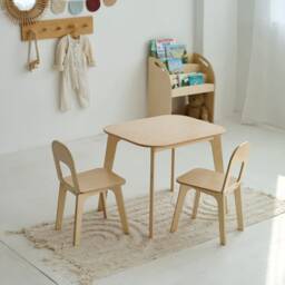 Montessori Plywood Table & Chairs Set, Toddler Learning Furniture, Kids Activity Desk - thumbnail 4