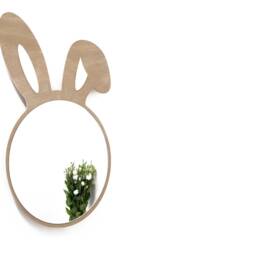 Safety Mirror Bunny Ears With Led Light - Wall Decor Nursery Kid Wooden - thumbnail 2