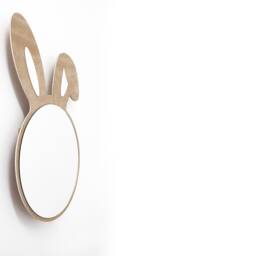 Safety Mirror Bunny Ears With Led Light - Wall Decor Nursery Kid Wooden - thumbnail 3