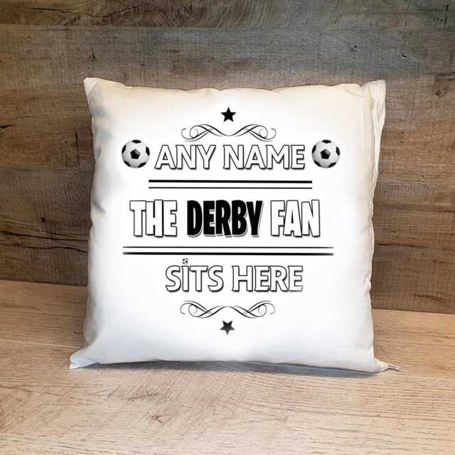 Personalised Derby Football Cushion. With Any Name. Fan Cushion. County Personalised Gift - image 1