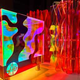 Iridescent Acrylic Cube Lamp Modern Led Home Decor - thumbnail 4
