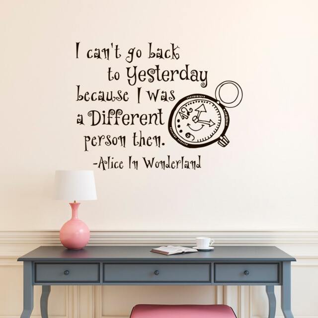 Alice in Wonderland Quote Wall Decal Literary Art, Inspirational Growth Vinyl Lettering 64 - image 1