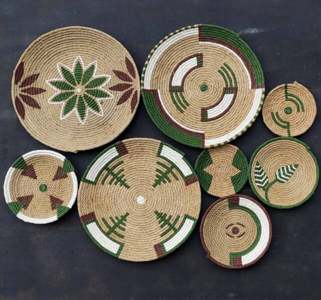 Wall Basket, Boho Handmade Plate, Organic Decor, Bohemian Basket Set, Eco Friendly Gift For - image 1