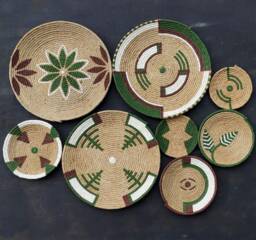 Wall Basket, Boho Handmade Plate, Organic Decor, Bohemian Basket Set, Eco Friendly Gift For - thumbnail 1