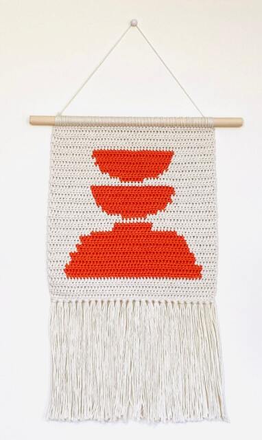 Terracotta Rock Tapestry To Hang On The Wall, Crochet Original Handmade Design, Boho Wall Pendant - image 1