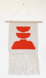 Terracotta Rock Tapestry To Hang On The Wall, Crochet Original Handmade Design, Boho Wall Pendant