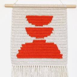 Terracotta Rock Tapestry To Hang On The Wall, Crochet Original Handmade Design, Boho Wall Pendant - thumbnail 2