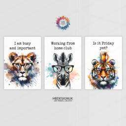 Funny Home Office Prints - Set Of 3 Posters - Animal Quotes Decor Work From Wall Art Wfh Gifts Coworker Workplace Pictures - thumbnail 2