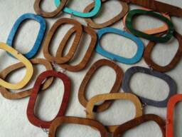 Mid Century Modern Wood Wall Hanging Retro Mobile, Walnut & Colorful Accents - thumbnail 4