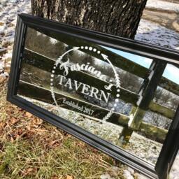 Custom Personalized Horse Saloon Mirror, Large Bar Engraved Black Mirror, 12x24 - thumbnail 3