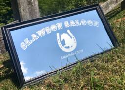 Custom Personalized Horse Saloon Mirror, Large Bar Engraved Black Mirror, 12x24 - thumbnail 1