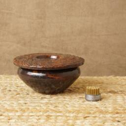 Handmade Ikebana Vase. Red Brown. G1950 Kenzan Flower Frog Not Included - thumbnail 3