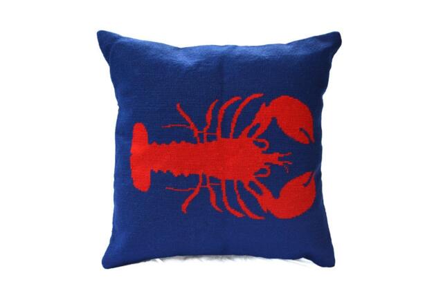 Vintage Needlepoint Lobster Pillow - image 1