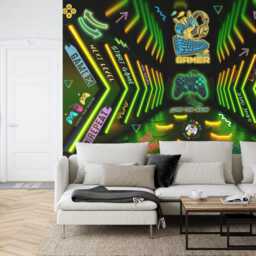 Gaming Room Game Playing Kids Decor Gift, Art Print Photomural Wallpaper Mural Easy-Install Removeable Peel & Stick Large Wall Decal - thumbnail 3