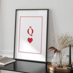 Queen Of Hearts - Printed Wall Art A3/A4 Framed/Unframed Graphic Print - thumbnail 2