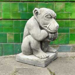 Concrete Gargoyle With Chain Statue Stone Gothic Guardian Figurine Front Door Mythical Sculpture Fantasy Lawn Ornament Cement Yard Decor - thumbnail 3