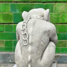 Concrete Gargoyle With Chain Statue Stone Gothic Guardian Figurine Front Door Mythical Sculpture Fantasy Lawn Ornament Cement Yard Decor - thumbnail 4