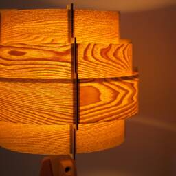 Tripod Floor Lamp Retro 60 - 70S Design Veneer Wood - thumbnail 3