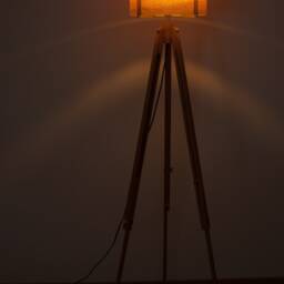 Tripod Floor Lamp Retro 60 - 70S Design Veneer Wood - thumbnail 2