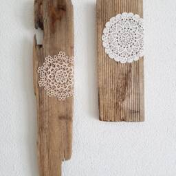 Lace Driftwood Wall Art, Crochet Lace - thumbnail 4