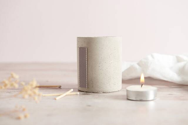 Concrete Match Pot With Striker Strip, Minimal Design & Two Concrete Colours Available - image 1