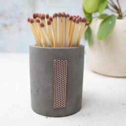 Concrete Match Pot With Striker Strip, Minimal Design & Two Concrete Colours Available - thumbnail 3