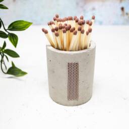 Concrete Match Pot With Striker Strip, Minimal Design & Two Concrete Colours Available - thumbnail 2